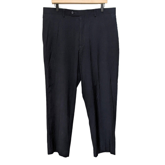 Perry Ellis Portfolio Mens Pinstripe Dress Pants Trousers Size 36x30 Navy Blue - Picture 1 of 4